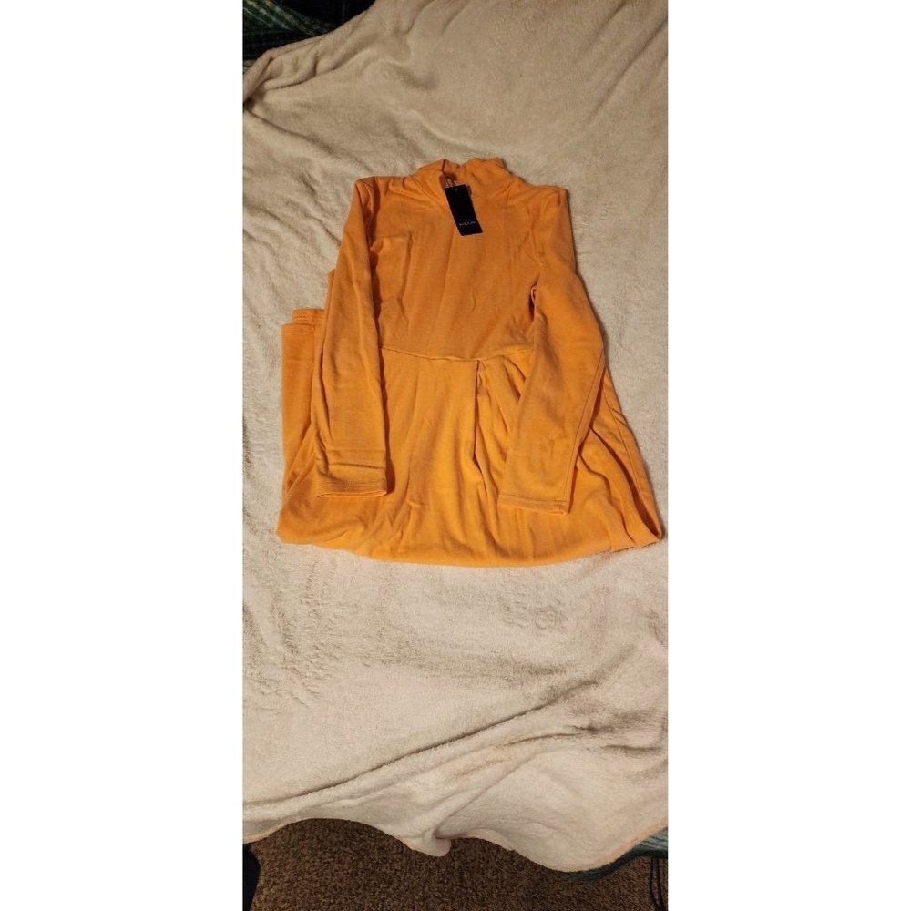 Sheilay Mock Dress Long Sleeve Velour Soft Orange Full Length Womens Size Small